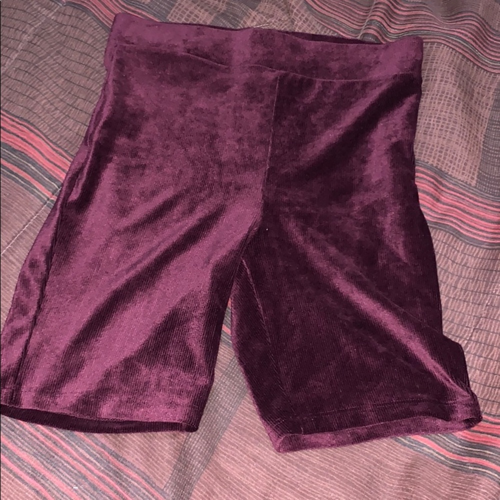 Velvet Burgundy Biker Shorts